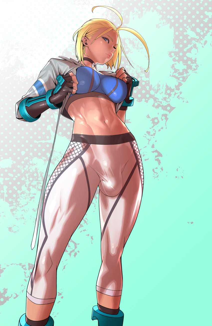 1futa abs balls ballsack big_breasts black_pants blonde_hair blue_eyes blue_shoes breasts bulge cammy_white clothed clothing collar dick dickgirl flaccid fully_clothed futa_only futanari gloves highres human light-skinned_futanari light_skin lips penis short_hair showing_breasts showing_penis solo standing street_fighter street_fighter_6 tan tan-skinned_futanari tomoyuki_kotani uncensored white_jacket white_pants