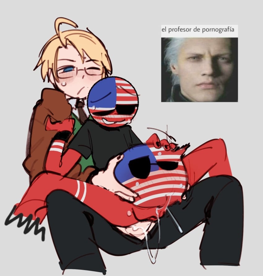 ailewzol alfred_jones america_(hetalia) anal anal_sex axis_powers_hetalia blush blush_lines countryballs countryhumans gay gay_sex glasses hetalia homosexual homosexual_male homosexual_sex legs_apart male male_only meme selfcest sunglasses sweat sweating threesome united_states_of_america_(countryhumans) yaoi