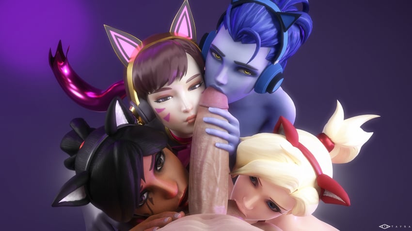 1boy 2024 3d 3d_(artwork) 4girls asian asian_female big_penis black_cat_d.va blizzard_entertainment blowjob brown_hair cat_ears cock_worship collaborative_fellatio d.va dark-skinned_female dark_skin fellatio gamer_girl gifdoozer's_black_cat_d.va harem headphones huge_cock interracial large_penis light-skinned_female light-skinned_male long_penis looking_at_viewer male_pov mercy multiple_girls overwatch overwatch_2 pale-skinned_male pharah pov tayra teamwork unseen_male_face widowmaker worship