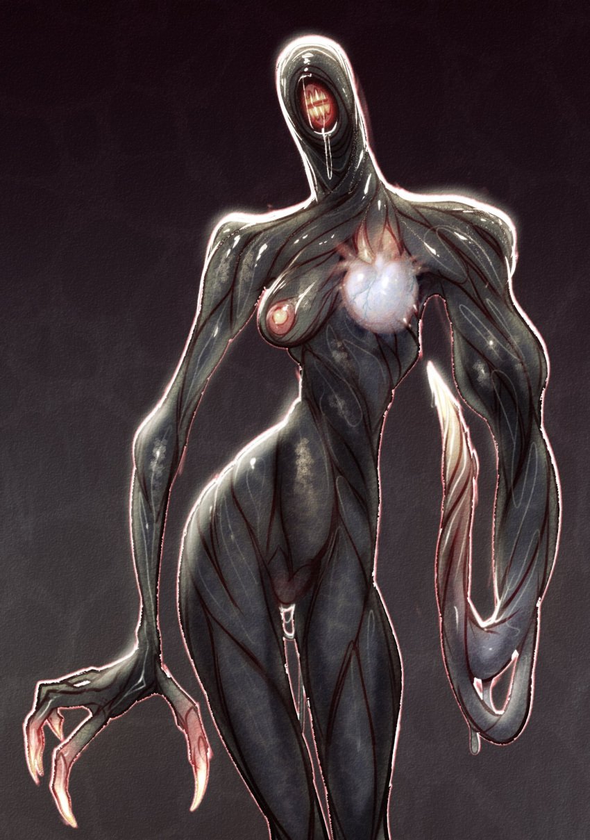 2024 4_toes 5_fingers areola big_breasts bodily_fluids body_horror breasts capcom derek_hetrick dripping exposed_heart eyeless feet female fingers genital_fluids genitals head_tilt hi_res humanoid monster monstrous_humanoid nipples noseless nude pussy rasklapanje resident_evil resident_evil_6 saliva saliva_drip saliva_string simple_background slim solo standing teeth toes vaginal_fluids vein