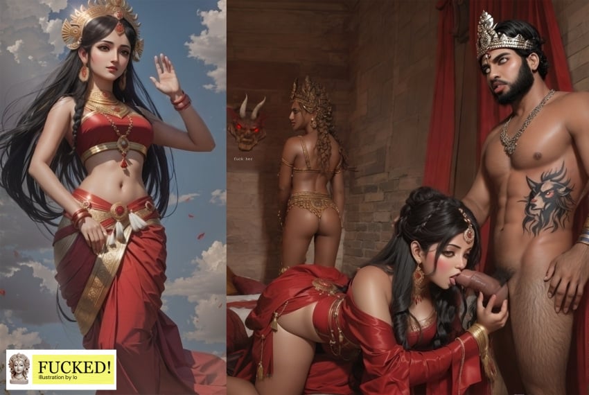 ai_generated blowjob god_indra goddess goddess_parvati_hentai hindu_mythology indian parvati