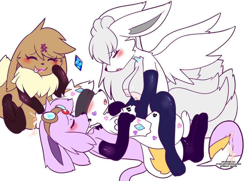 1boy 3girls 3girls1boy alolan_vulpix ambiguous_consent black_gloves breasts breasts_out brown_fur brown_hair brown_hair_female closed_eyes ear ears_down eevee espeon female gloved gloved_hands gloves laiba_(starlightnexus) long_gloves long_hair male moan moaning moaning_in_pleasure penetration pink_fur pink_hair pink_hair_female pokemon pokemon_(species) pokephilia questionable_consent sex smiling socks stockings tail thigh_high_socks thigh_high_stockings thigh_highs thigh_socks thigh_stockings thighhigh_socks thighhigh_stockings thighhighs vulpix white_fur white_hair white_hair_female wings