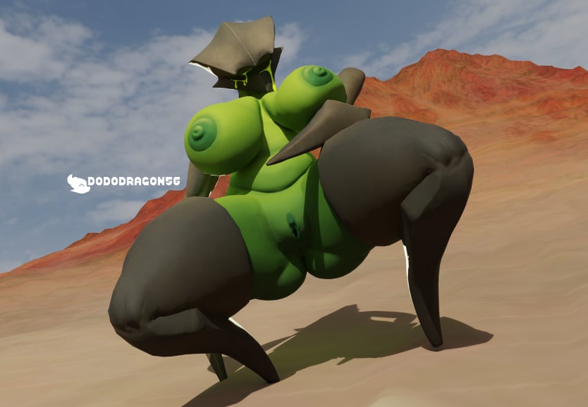 2024 3d 3d_model absurd_res anthro anus arrowhead_game_studios arthropod bile_titan bile_titan_(tozamtr) blender_(software) blender_cycles breasts bug_menace_(zaytha) cloud crouching desert dododragon56 female genitals helldivers helldivers_2 hi_res holding_breast insects nipples nude pussy slime solo spread_legs spreading terminid thick_thighs tozamtr zaytha