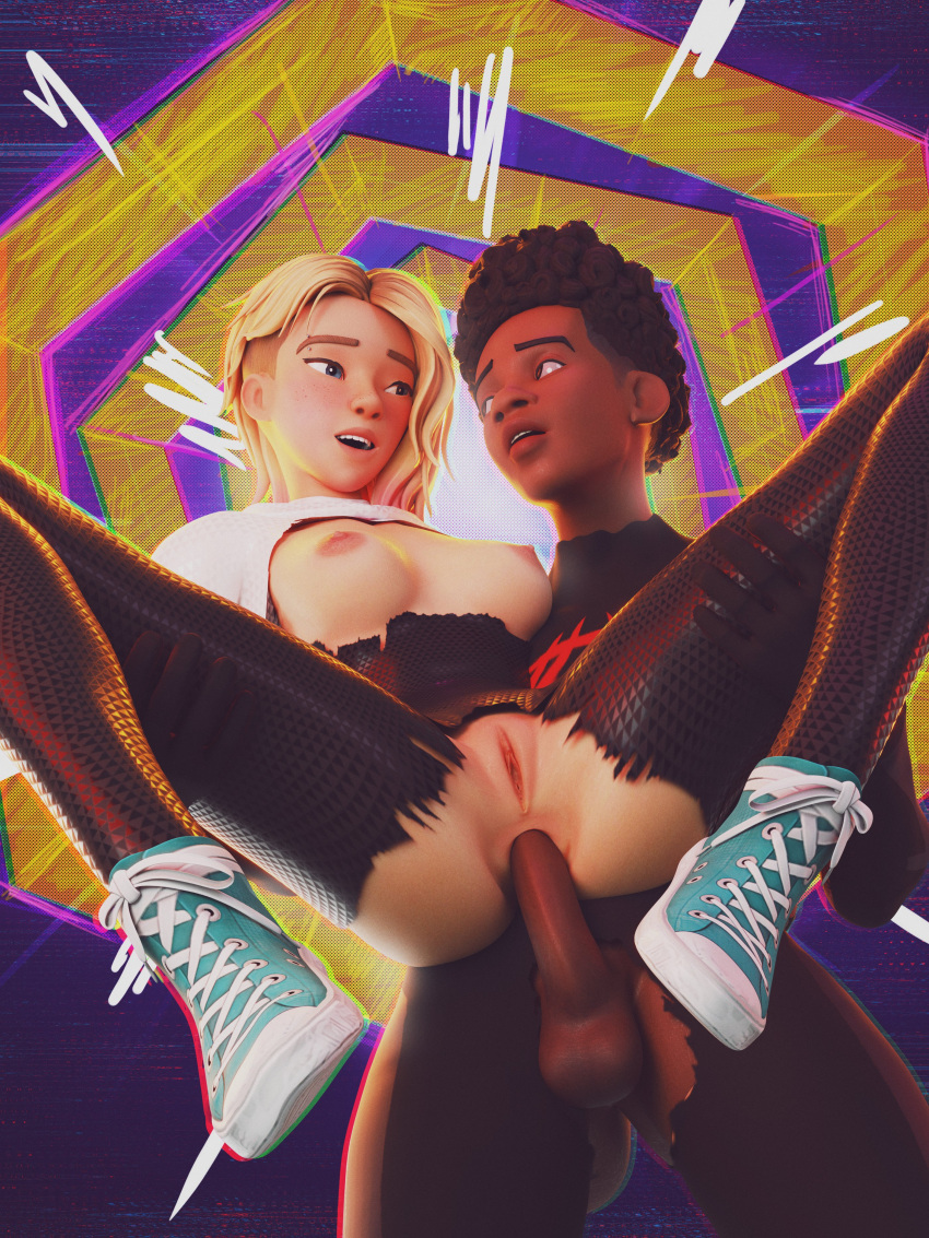 1boy 1girls 3d anal anal_sex canon_couple couple dark-skinned_male edit gwen_stacy gwen_stacy_(spider-verse) in_love interracial light-skinned_female marvel miles_morales petite redvenom ripped_clothing romantic_couple skinny skinny_female spider-gwen spider-gwen_(spider-verse) spider-man:_across_the_spider-verse spider-man_(series) suit superheroine wholesome wholesome_sex