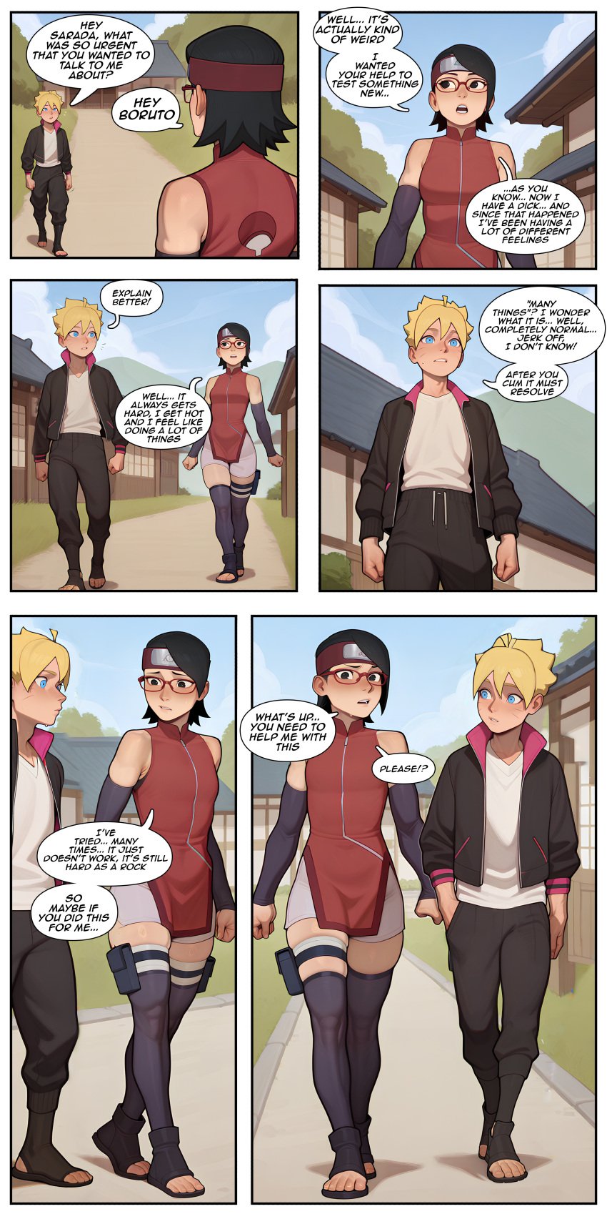 1boy 1futa 1futa1boy ai_generated boruto:_naruto_next_generations comic comic_page futagenn futanari intersex male naruto naruto_(series) sarada_uchiha uzumaki_boruto