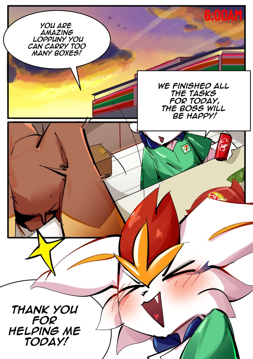 1boy 1girls blush bunny_ears bunny_girl cinderace color comic english_text female furry game_freak hi_res lopunny male male/female nintendo page_1 pokémon_(species) pokemon pokemon_(species) pokemon_ss sirkerner tagme text text_bubble thick_thighs