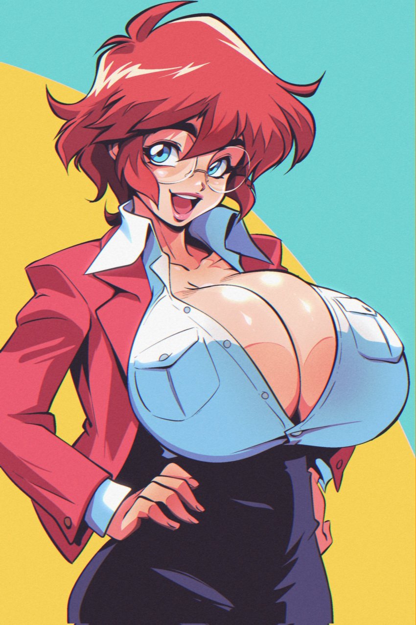 1girls balak big_breasts breasts breasts_bigger_than_head cleavage hi_res huge_breasts maxine_(balak) solo_female tagme voluptuous white_shirt