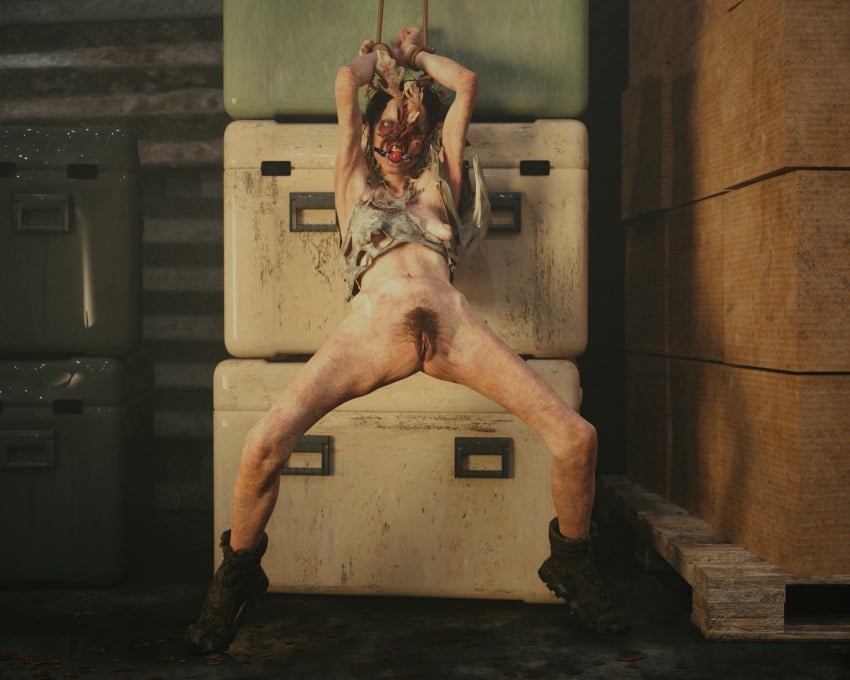 3d breasts brown_body female fungus infected light_skin monster naughty_dog nipples nude partially_clothed pubes pussy restrained solo sony_interactive_entertainment stalker_(the_last_of_us) teeth teratophilia the_last_of_us the_last_of_us_2 vyet3d