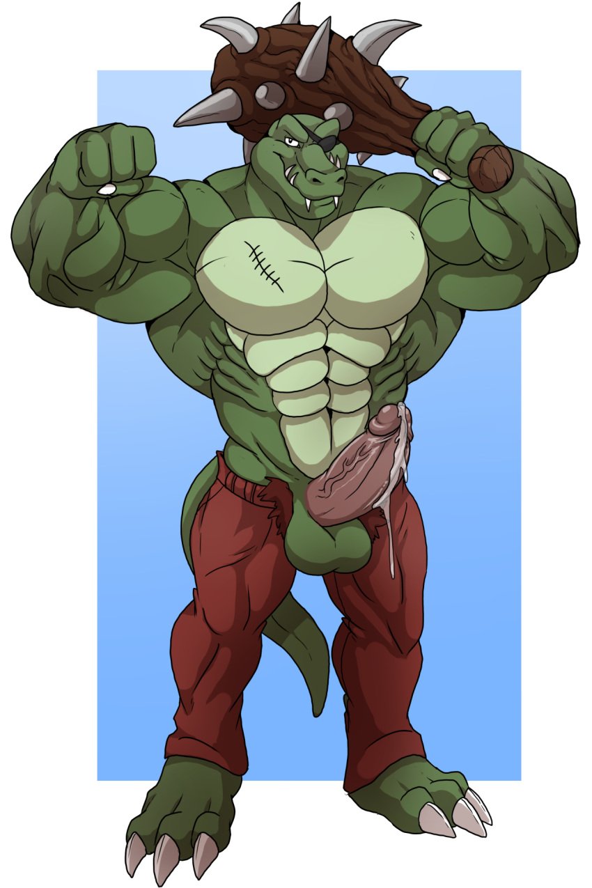 1boy anthro arody beefy daddy donkey_kong_(series) front_view full-length_portrait full_length klubba kremling male male_only manly muscles mutant-serpentina mutant_serpentina penis portrait scalie solo standing