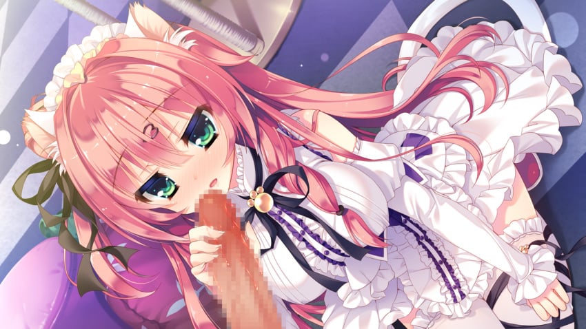 animal_ears blush catgirl censored fellatio fur game_cg maid nekohana_korone oral penis sex skyfish wan_nyan_a_la_mode!