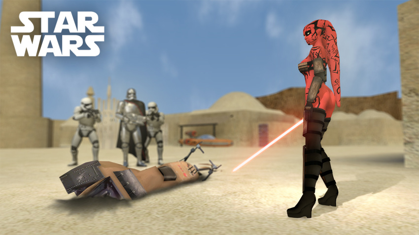 3d alien boots bottomless captain_phasma darth_talon first_order_stormtrooper high_heel_boots high_heels lekku lightsaber red_lightsaber red_skin sand sedemsto sith speeder_bike star_wars star_wars:_legacy stormtrooper tatooine tattoo the_force_awakens twi'lek yellow_eyes