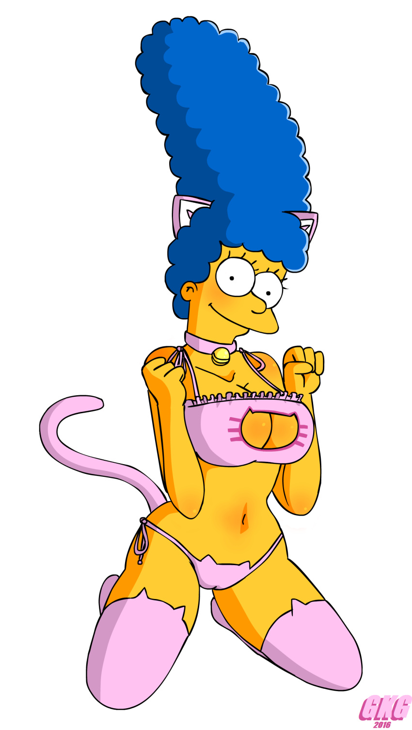 blue_hair female female_only gkg human keyhole_bra lingerie marge_simpson solo the_simpsons