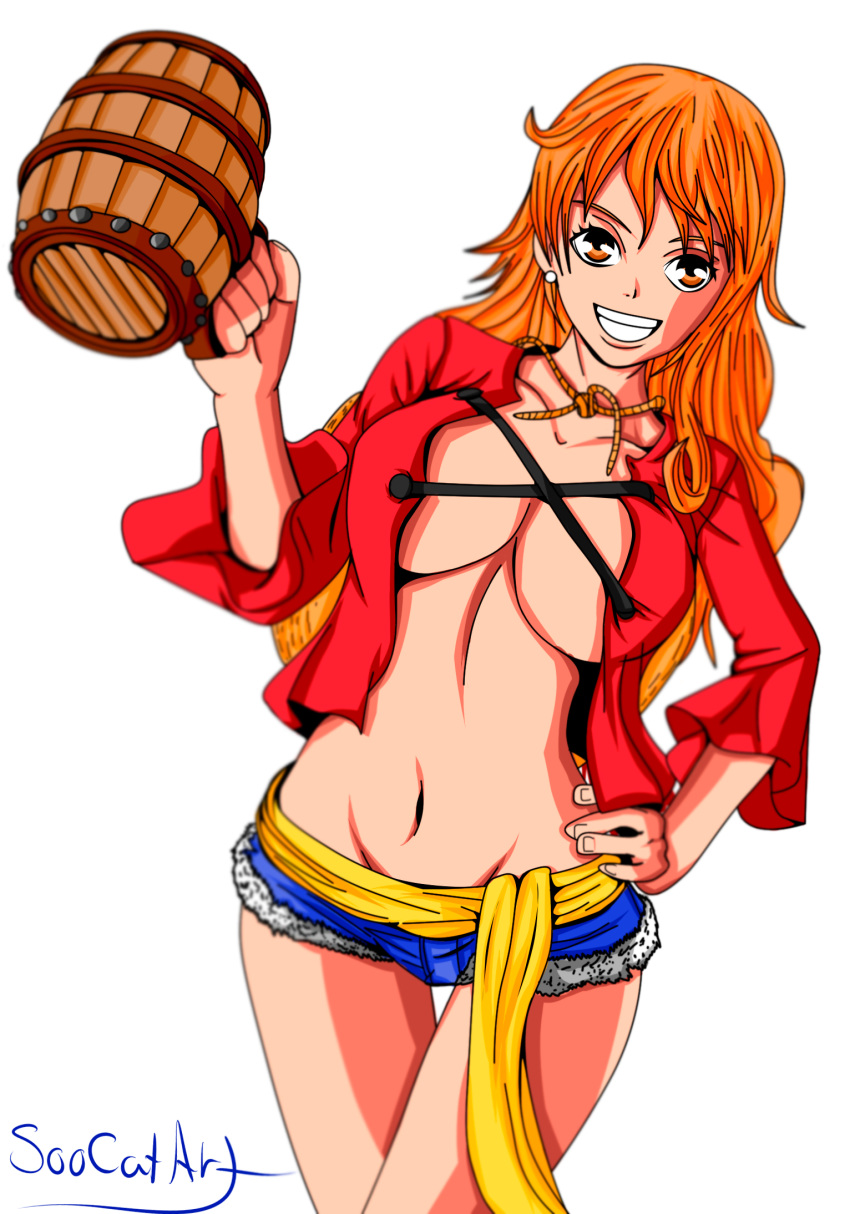 cleavage female female_only human long_hair monkey_d_luffy_(cosplay) nami one_piece post-timeskip solo soocatart