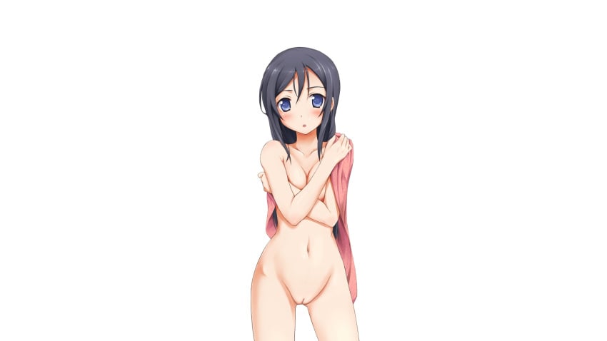 aragaki_ayase black_hair blue_eyes blush kotobamaru long_hair no_bra ore_no_imouto_ga_konna_ni_kawaii_wake_ga_nai photoshop pussy uncensored white_background