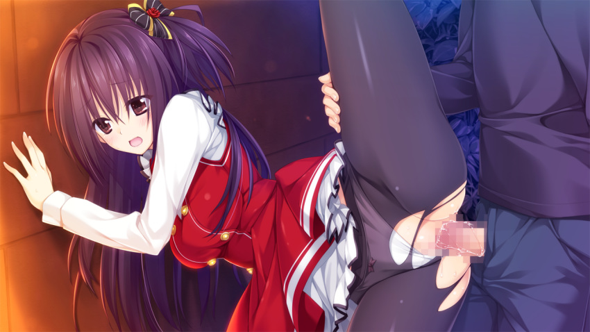 asagiri_nozomi black_hair censored clothed_sex clothing game_cg hibiki_works long_hair oryou panties pantyhose penis pretty_x_cation sex spread_legs torn_clothes underwear vaginal_penetration