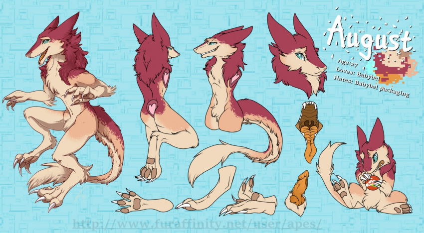 anthro apes erection fur hair knot male model_sheet nude open_mouth sergal smile solo teeth