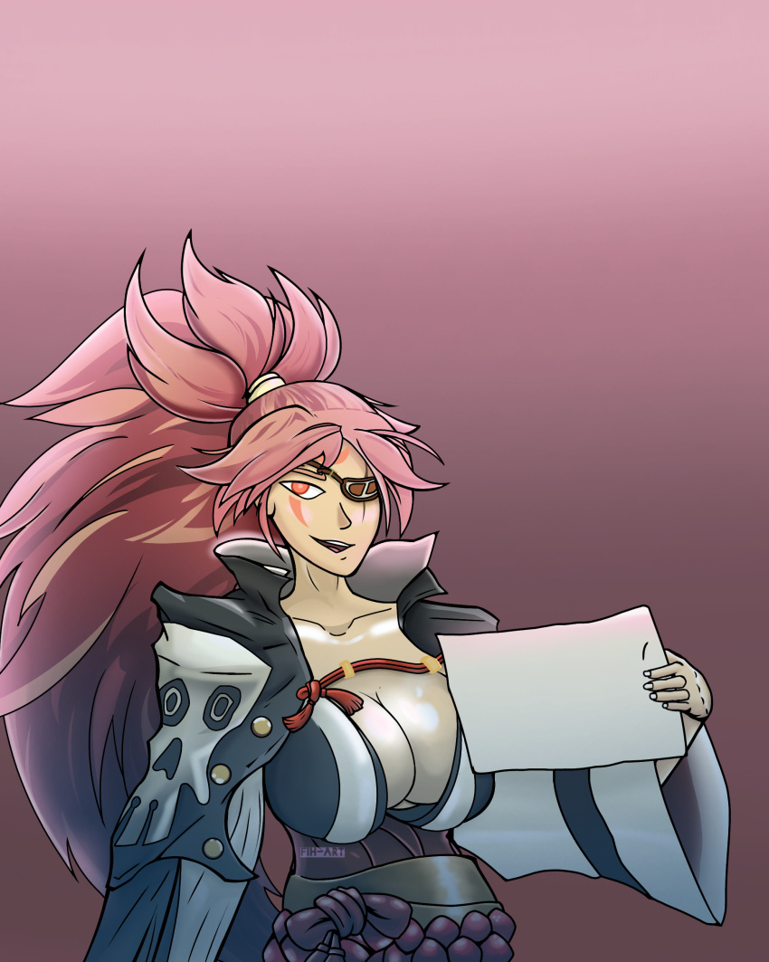 art_trade baiken big_breasts big_thighs cleavage female fih-art guilty_gear