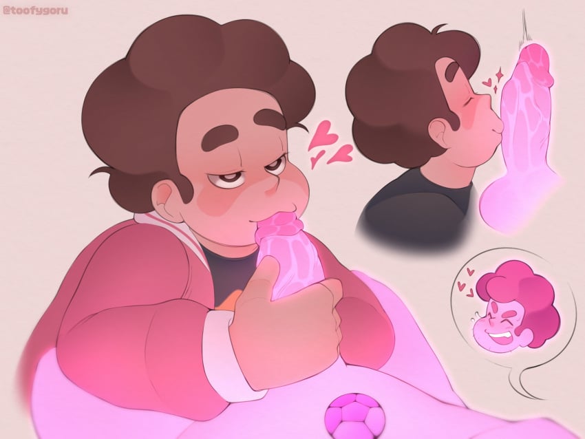 big_penis chad_steven closed_eyes erect erect_penis erection eyes_half_open gay gem gem_(species) heart hearts_around_head jacket jacket_open kissing kissing_penis looking_at_partner male_only pink_steven selfcest shirt steven_quartz_universe steven_universe sucking sucking_off sucking_penis sucking_tip toofygoru yaoi young