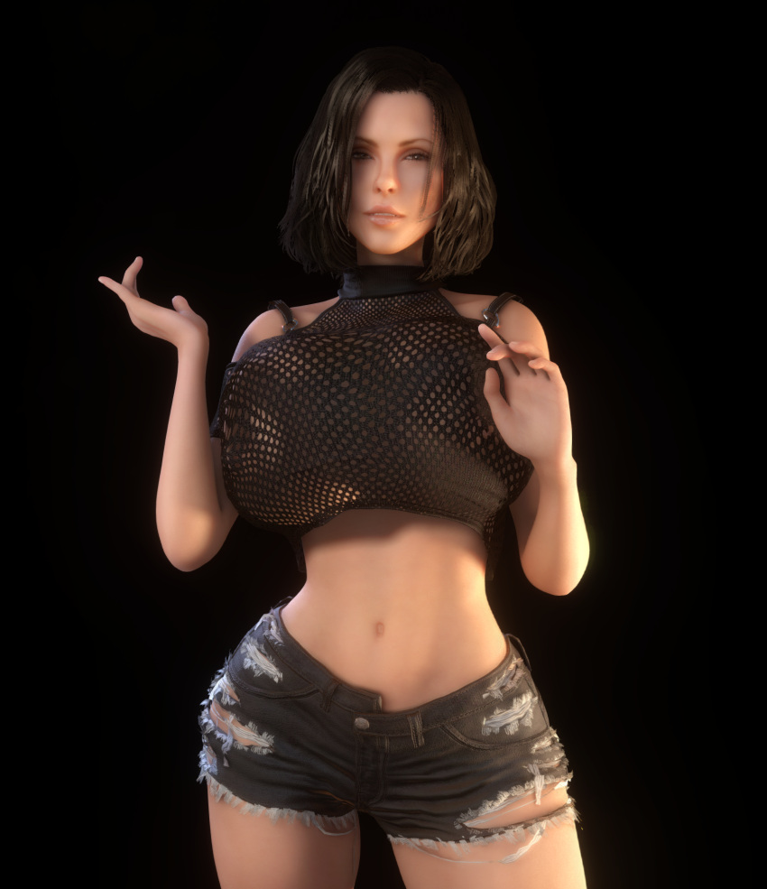 1girls 3d 3d_(artwork) alternate_breast_size black_hair breasts_bigger_than_head breasts_bigger_than_torso clothed clothed_female female female_only female_solo gigantic_breasts hips hourglass_figure huge_breasts kate_beckinsale mesh_shirt ripped_clothing ripped_shorts selene_(underworld) short_shorts shorts solo solo_female thighs top_heavy top_heavy_breasts underworld upper_body vaako vampire_girl wide_hips