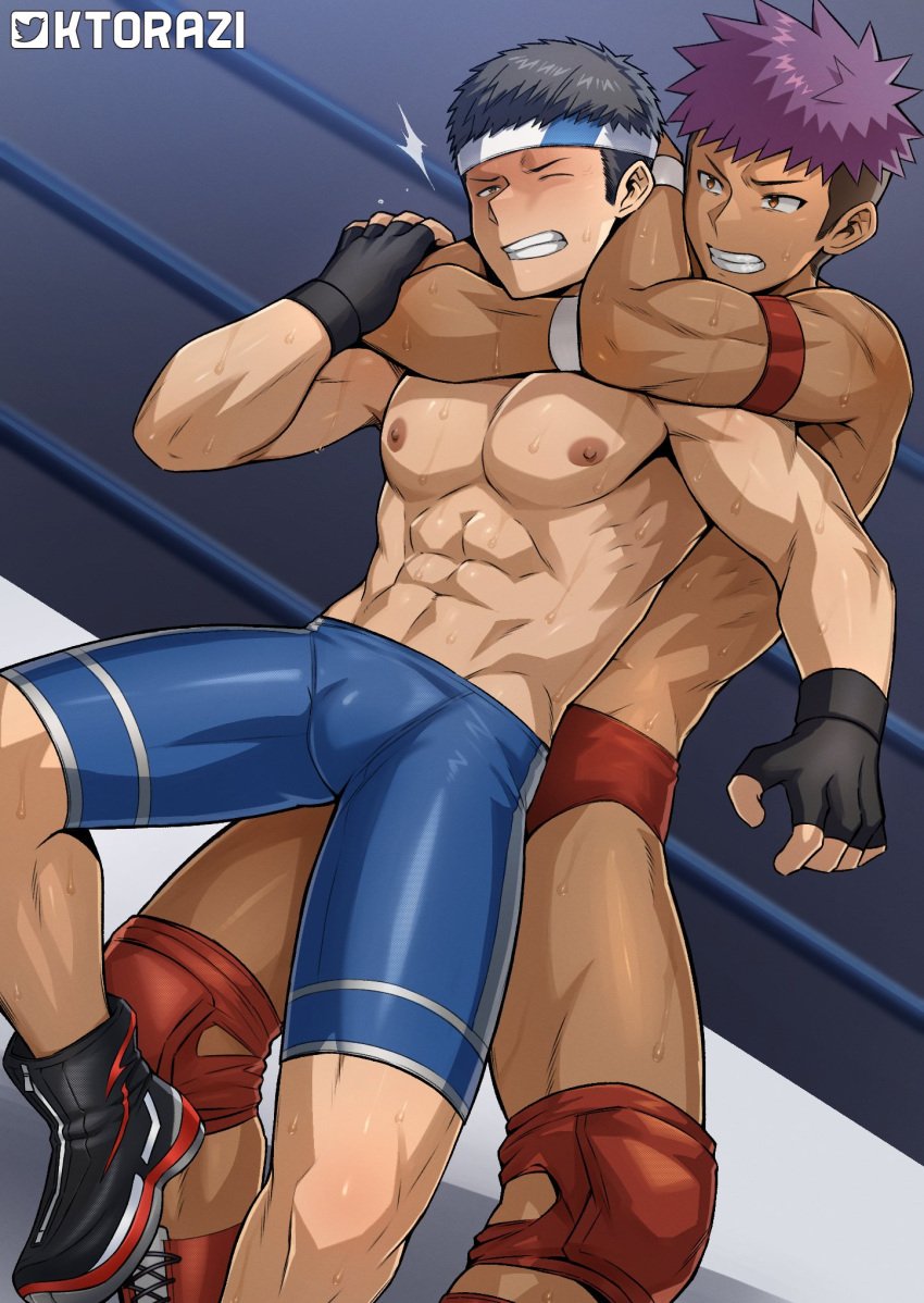 2boys abs bulge fight fighting fighting_game fighting_ring ktorazi leggings male male_only muscles muscular muscular_male pecs signature subjugation sweat sweatdrop sweating tan_body tan_skin tanned tanned_male tanned_skin thick_thighs twitter_logo twitter_username wrestler wrestling wrestling_boots wrestling_outfit wrestling_ring yaoi