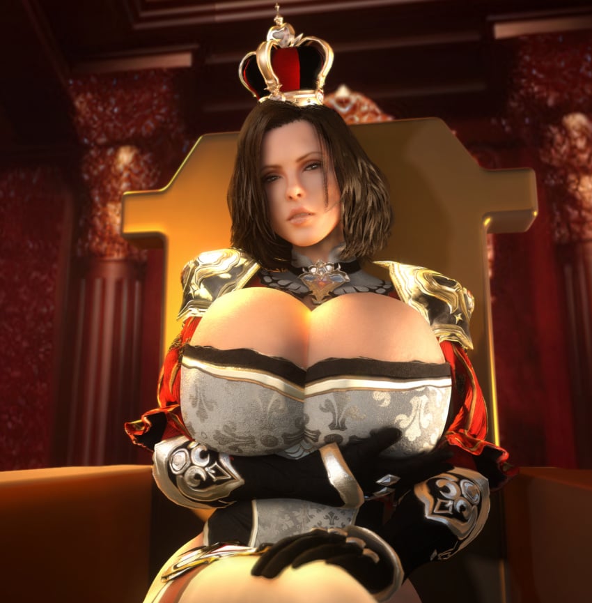 1girls 3d 3d_(artwork) alternate_breast_size arm_under_breasts breasts_bigger_than_head breasts_bigger_than_torso cleavage cleavage_window clothed clothed_female crown female female_only female_solo gigantic_breasts high_heels huge_breasts kate_beckinsale legs looking_at_viewer overboob red_high_heels royalty selene_(underworld) shoes solo solo_female thick_thighs thighhighs thighs throne underworld vaako vampire vampire_girl white_thighhighs