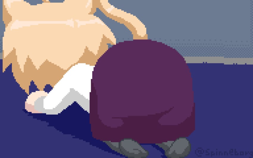 1boy 1girls all_fours animal_ears animated ass ass_out balls big_ass blonde_hair bouncing_ass bubble_butt catgirl fat_ass female hammerspace huge_ass jiggle jiggling_ass large_ass male massive_ass melty_blood neco-arc no_panties overweight_female penis pixel_animation pixel_art presenting presenting_hindquarters pussy red_eyes shortstack spinneborg thick_ass thick_thighs tsukihime wide_hips