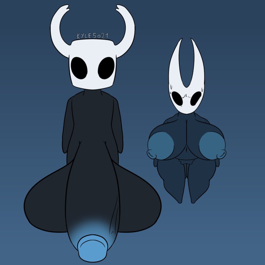 1boy 1girls alternate_version_available areolae balls barefoot big_balls breasts cock_shock completely_nude completely_nude_female female full_body hollow_knight hornet_(hollow_knight) huge_cock kyle5021 large_breasts male naked naked_female nipples nude nude_female penis protagonist_(hollow_knight) pussy scared sweat