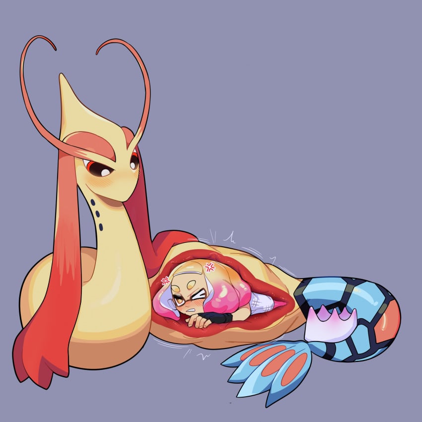 angry crybleat female female_only female_pred female_prey internal_view milotic nintendo pearl_(splatoon) pokemon sea_serpent snake splatoon unwilling_prey vore