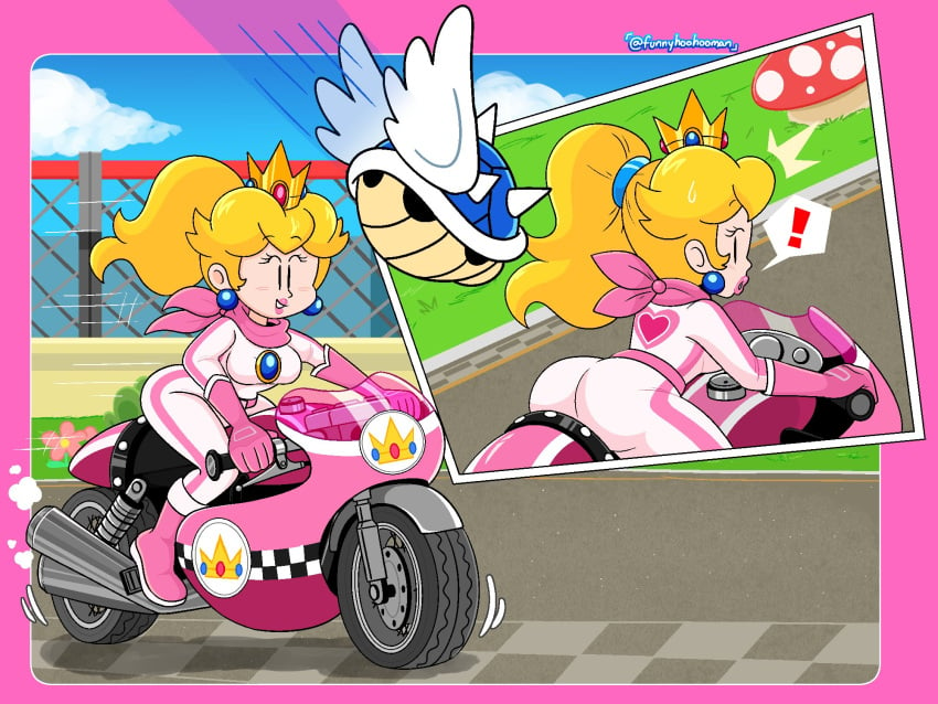 1girls ass big_ass_cheeks bike biker biker_clothes biker_peach blonde_female blonde_hair bodysuit breasts butt clothing dat_ass dat_butt dumptruck_ass dumptruck_butt female female_only funnyhoohooman human mario_(series) mario_kart motorbike motorcycle nintendo pale_skin princess princess_peach tagme thick_thighs twitter wide_hips