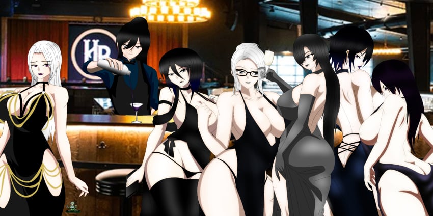 1boy 6girls akinama_family_(noir-black-shooter) ass big_breasts brother_and_sister dark_blue_hair dark_purple_hair dress gilf grandmother_and_granddaughter grandmother_and_grandson huge_breasts itsu_akinama_(noir-black-shooter) kaori_akinama_(noir-black-shooter) long_hair meme meme_attire milf modakawa_dress mother_and_daughter mother_and_son naoki_akinama_(noir-black-shooter) noir-black-shooter oc original original_character reika_akinama_(noir-black-shooter) reina_akinama_(noir-black-shooter) silver_eyes silver_hair sisters takeshi_akinama_(noir-black-shooter)