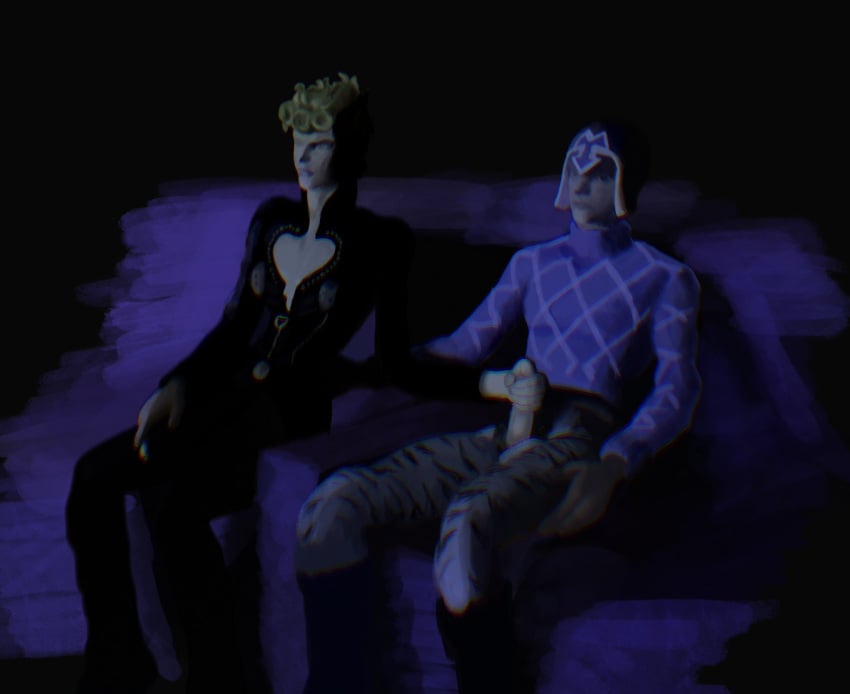 2boys clothed clothing duo erection gay giorno_giovanna guido_mista jojo's_bizarre_adventure male male/male male_only masturbating_other masturbation penis vento_aureo yaoi