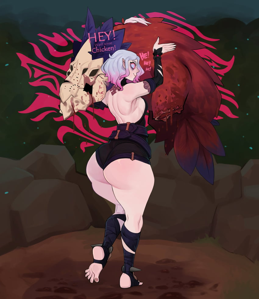 1girls argohazak barefoot briar_(league_of_legends) bubble_ass bubble_butt clothed clothed_female clothing feet female female_focus female_only gaelfrie grey_hair large_ass large_butt league_of_legends pale-skinned_female pale_skin pink_hair riot_games short_hair soles solo solo_female solo_focus stirrup_legwear stirrup_socks stirrups toes white_hair