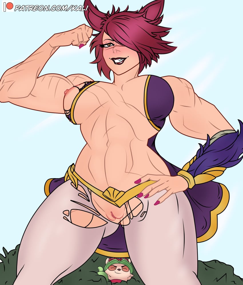 female genderswap_(mtf) kali_018 league_of_legends mostly_clothed muscular rule_63 sett teemo