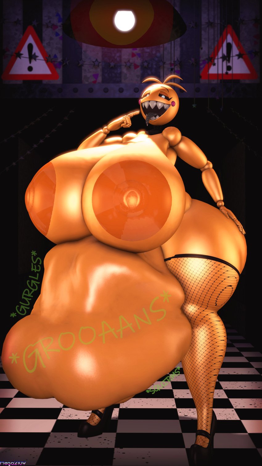 1girls 3d android_girl animatronic female female_only five_nights_at_freddy's five_nights_at_freddy's_2 huge_ass huge_belly huge_breasts huge_thighs mega2109 prey_outline prey_shaped_bulge sharp_teeth struggling_prey tagme tight_bulges toy_chica_(cyanu) toy_chica_(fnaf) vore vore_belly yellow_skin