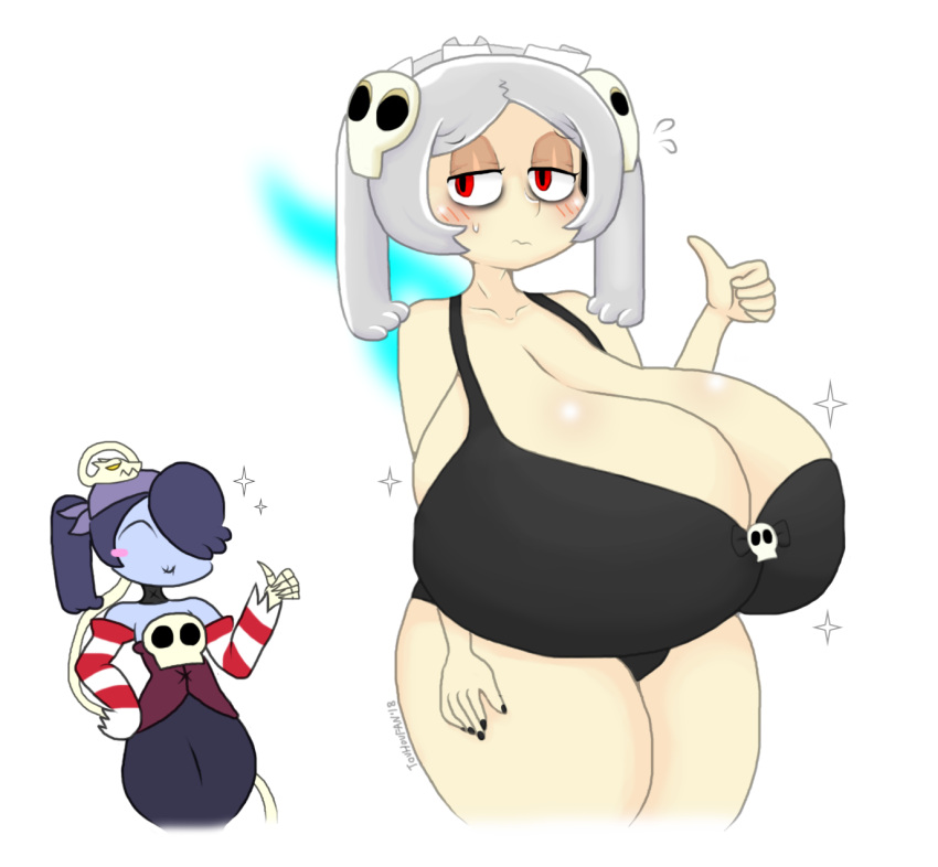 big_breasts blush bra female female_only marie_korbel skullgirls squigly touhoufan