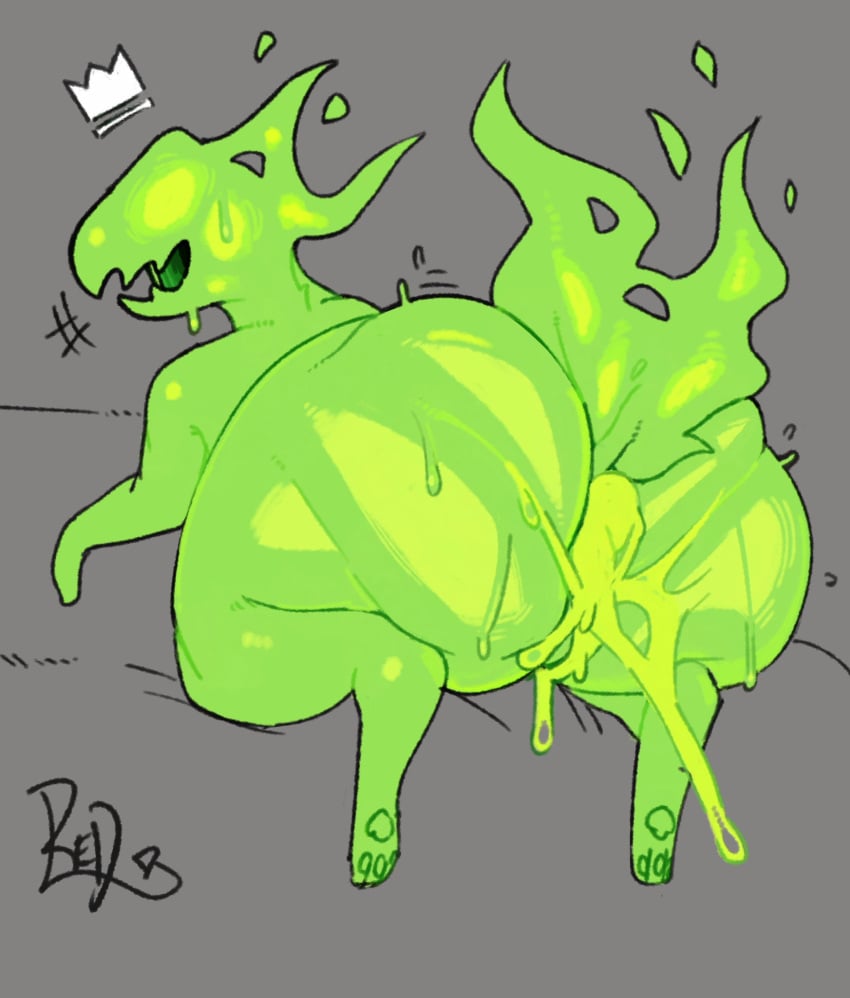 ass asshole balls cum cum_in_ass cum_in_pussy cum_inside female female_only green green_body green_cum green_skin horror_(nuclear_throne) jagged_mouth jagged_teeth large_ass looking_back looking_back_at_viewer no_eyes nuclear_throne pawpads paws penis pussy redactedinlight sweat sweaty sweaty_ass sweaty_butt tail vein veiny_penis