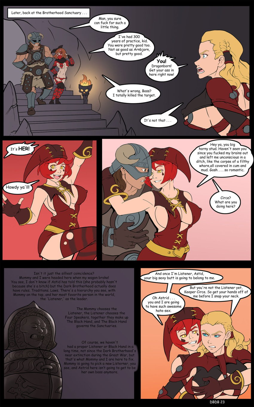 assassin astrid_(skyrim) babette_(skyrim) circe comic dark_brotherhood dark_sisterhood dovahkiin dragonborn dragonborn_and_the_dark_brotherhood elder_scrolls jester jester_girl markydaysaid skyrim vampire vampire_girl