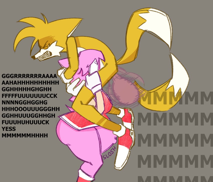 1boy1girl 2_tails amy_rose anthro_on_anthro ass big_ass bloated_belly blue_eyes canid clenched_teeth cling clothing cum cum_belly cum_down_throat cum_in_mouth cum_inflation
 cum_inside dialogue dress eulipotyphlan face_fucking face_hugging female female_penetrated forced_oral fox garbageboxxxed growling head_hug hedgehog male male_penetrating_female miles_prower oral_sex pink_fur sega sonic_(series) tails third-party_edit wide_eyed yellow_fur younger_dom_older_sub younger_male younger_penetrating_older