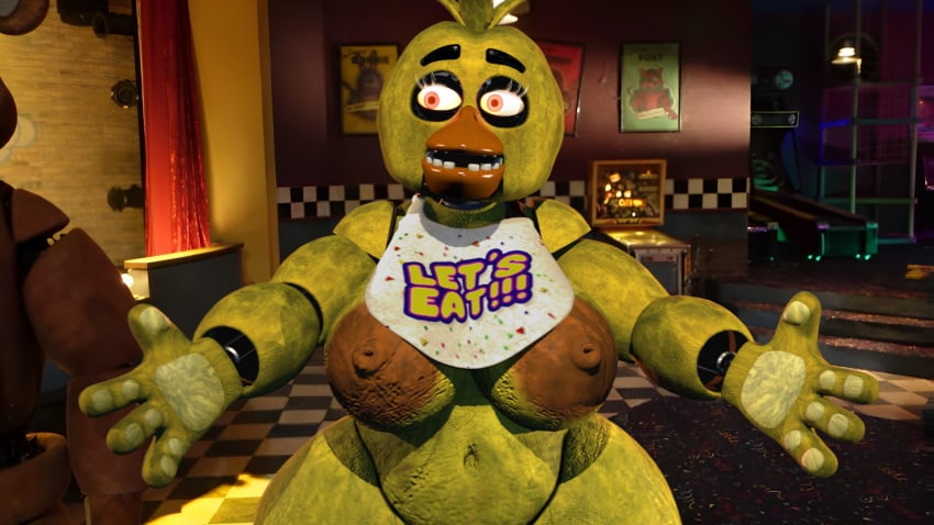 3d 3d_(artwork) accurate_art_style big_breasts casual casual_nudity chica_(fnaf) chickenchicalover classic_chica_(fnaf) female female_only five_nights_at_freddy's five_nights_at_freddy's_(film) huge_ass nude public public_nudity robot robot_girl teasing