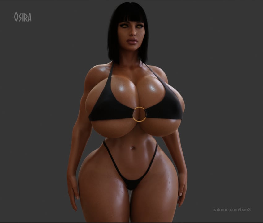 1girls 3d bae3 big_ass big_breasts big_butt bikini black_hair breasts_bigger_than_head dark_skin earings egyptian egyptian_female egyptian_mythology face_scar female female_only gold_jewelry heels hourglass_figure huge_breasts impossible_clothes legend_of_queen_opala massive_breasts nose_piercing oil osira swimsuit tan_body voluptuous wet wide_hips yellow_eyes