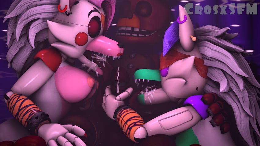 1boy 2girls blowjob blue_eyes bunny_boy crosx_sfm crosxsfm cum cum_drip cum_in_mouth cum_on_face female five_nights_at_freddy's five_nights_at_freddy's:_security_breach glamrock_mangle ingame_model male oc oral oral_masturbation oral_sex penis pink_skin purple_skin sex spring_bonnie spring_bonnie_(fnaf) tangle_(fnaf) white_skin wolf wolf_girl yellow_eyes