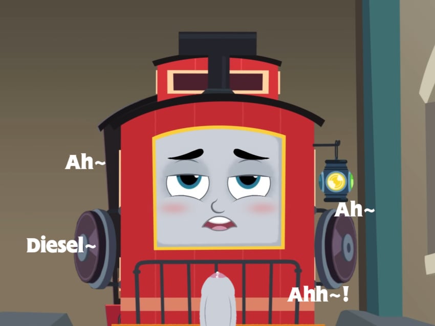 2boys 3:4 3:4_ratio accurate_art_style anal anal_sex backshots black_body blush brake_cussy bruno_the_brake_car caboose d: dialogue diesel_(thomas_and_friends) edit edited edited_image edited_screencap erect_penis erect_while_penetrated eyes_rolling_back handlebars holding holding_partner indoor indoors indoors_sex locomotive male/male mattel moaning moaning_name obscured_face precum precum_bubble precum_leaking red_body teal_eyes text thomas_and_friends thomas_and_friends_all_engines_go train wheel young young_on_young