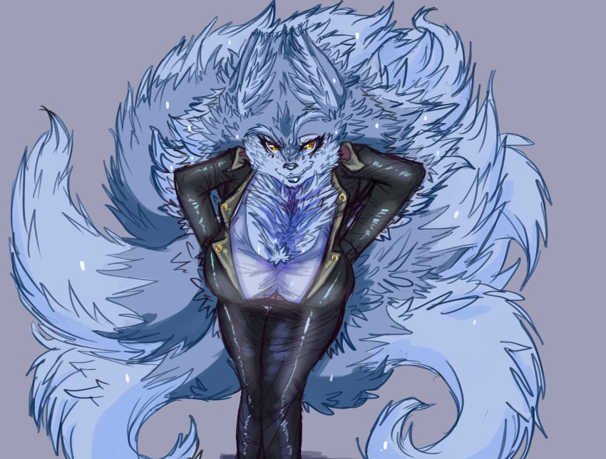 anthro big_breasts breasts clothed_female female female_fox female_furry fur furry furry_female furry_monstergirl furry_only hanging_breasts milf office_lady sexyfur