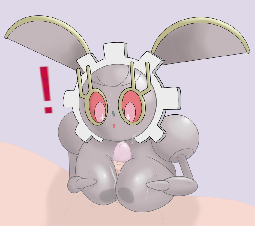 ! 1boy 1girls 2021 anonymous_artist big_breasts breasts cum cum_on_breasts cum_on_face faceless_male female female_focus grey_body magearna nintendo paizuri penis penis_between_breasts pokémon_(species) pokemon pokemon_sm red_eyes robot