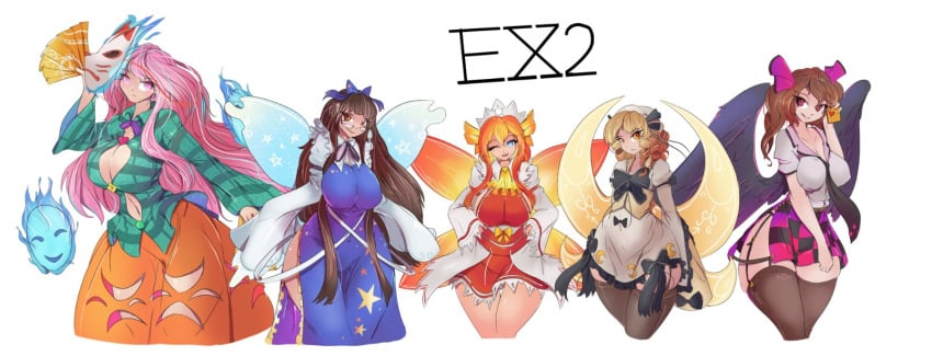 greenm hata_no_kokoro hatate_himekaidou himekaidou_hatate luna_child star_sapphire sunny_milk touhou