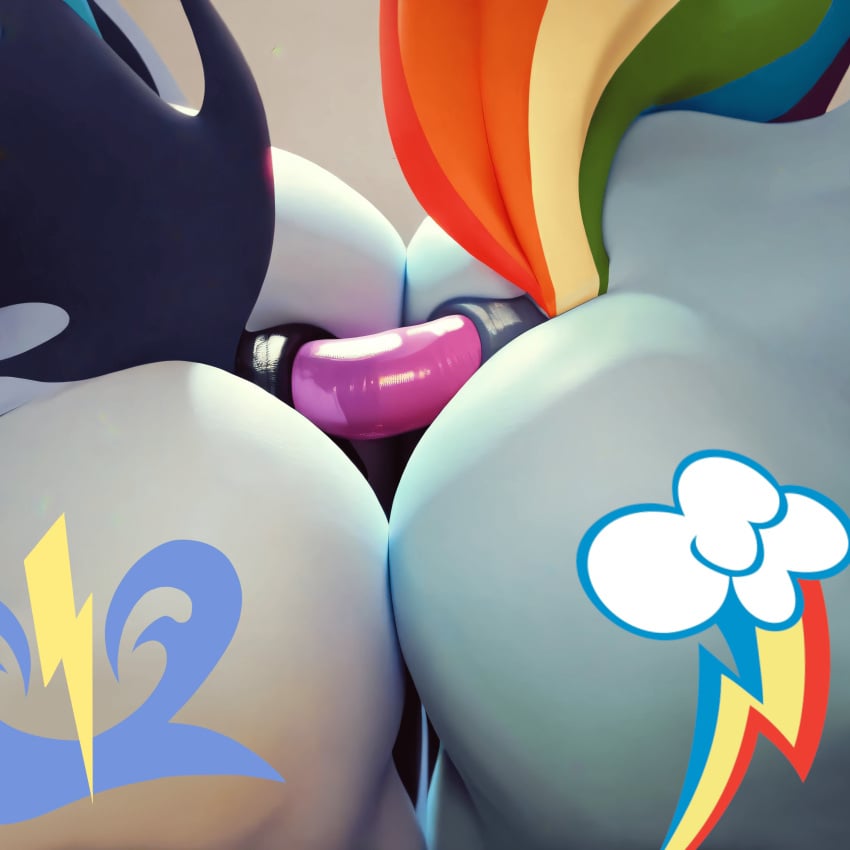 3d ai_generated anal anus butt_to_butt dildo dildo_in_ass double_dildo equine friendship_is_magic my_little_pony rainbow_dash_(mlp) raised_tail sex_toy soarin_(mlp)