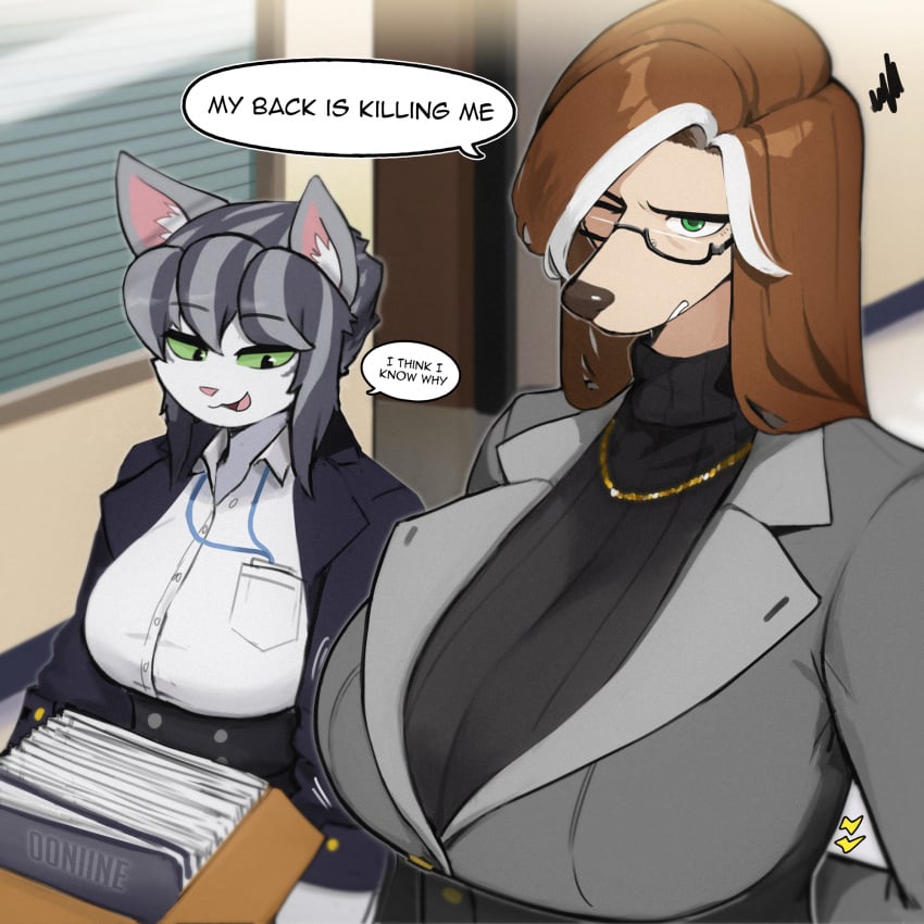 00niine big_breasts breasts canine clothing elyssa_(00niine) furry milf office office_lady tagme