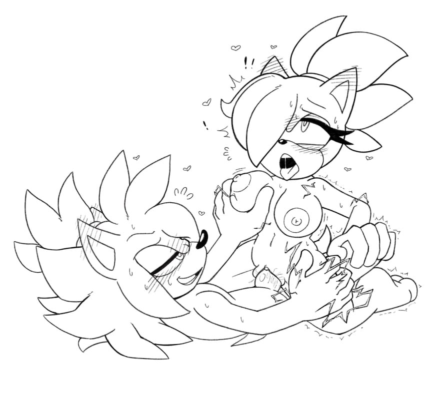 2025 anthro black_nose blush blush_lines blushing_profusely bodily_fluids breasts clitoris dialogue dripping drooling electricity eyebrows eyelashes fan_character female female_anthro female_on_top fingers fur genital_fluids genitals greyscale half-closed_eyes hand_on_breast happy heart_symbol hi_res looking_pleasured looking_up male male_anthro mammal monochrome narrowed_eyes nipples nude on_top one_eye_obstructed open_mouth penis pussy raised_arm saliva shaking shenadical simple_background teeth tongue tremble_lines trembling trembling_for_pleasure vaginal_fluids white_background