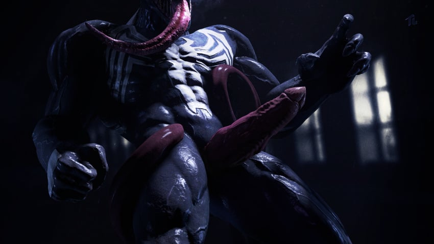 1boy 3d 3d_(artwork) claws clenched_hand erection humanoid male male_only marvel monster muscular muscular_male penis symbiote tagme tauntilock tentacle tongue tongue_out venom venom_(marvel)