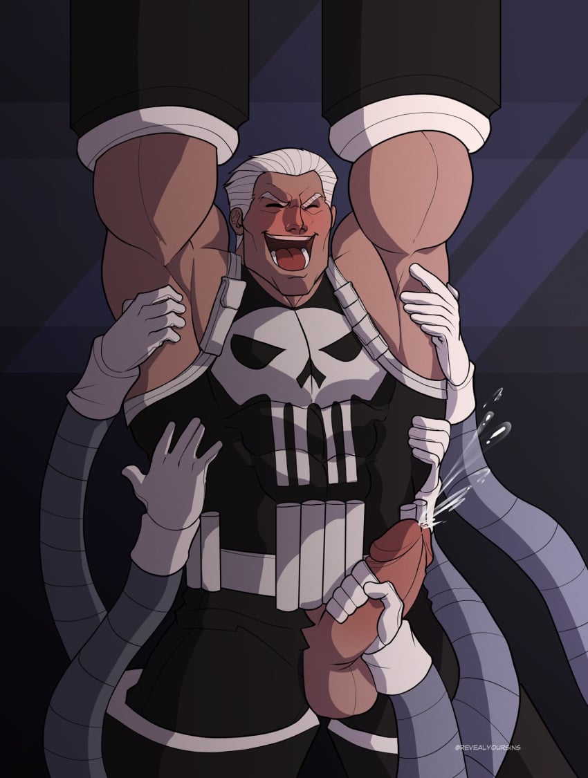 arms_up bara blush cum forced_orgasm frank_castle male_only male_tickling marvel marvel_comics muscular penis punisher restrained revealyoursins tickle_fetish tickle_torture tickling tickling_armpits tickling_sides white_hair